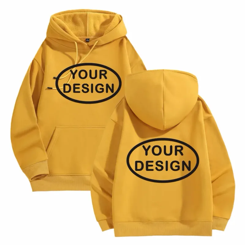 Na-customize na Naka-print na Mga Hoodies ng Lalaki at Babae na Loose Casual Fashion Long Sleeved Pullovers na Burdado na LOGO Street Sports Shirts