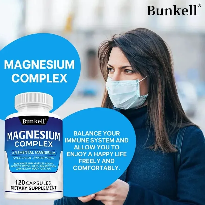 Bunkell Magnesium Complex 5 Forms High Absorption Support Bone Heart Muscle Sleep & Digestion Non-GMO Dietary Supplement — image 4