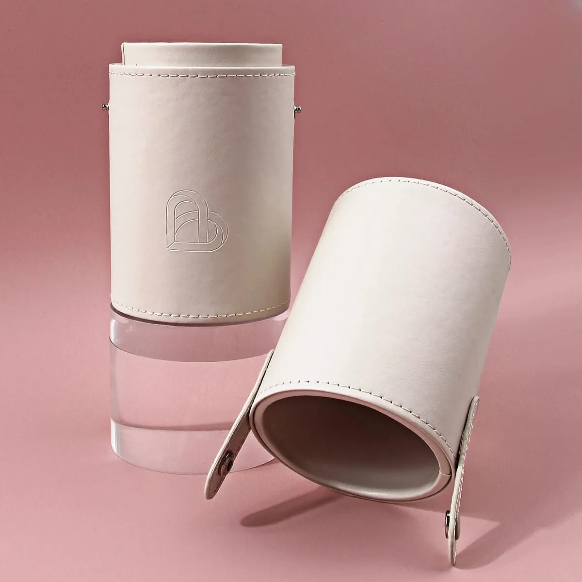 1PC Cylindrical Makeup Brush Holder PU Leather Cosmetic Storage Box Waterproof Dustproof Portable Makeup Brushes Organizer Trave — image 4