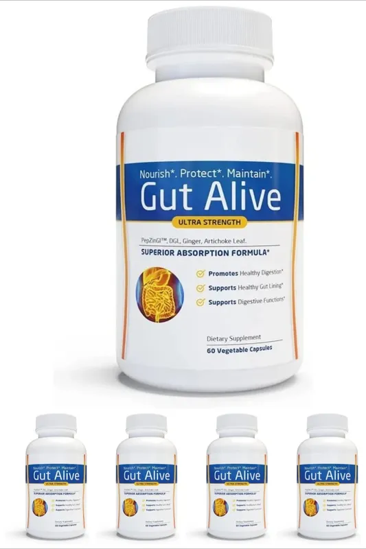 Gut Alive - All Natural Support to Fight IBS Heartburn Acid Indigestion Acid Reflux Bloating & Gas Unique Formulation 60 Count — image 12