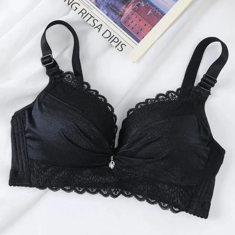 Ultra-Thick 8cm Push up Bra Lace Gathered Wireless Full Coverage Lingerie Side Support for A/B Cup Women — image 8