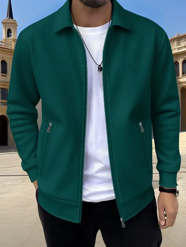 2026 New Spring Autumn Men Solid Color Zip Up Jacket Long Sleeve Pocket Casual Loose Coat Fashion Daily Wear Male Outerwear — image 5
