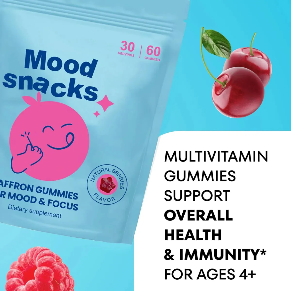 Mood Snacks - Kids Saffron Gummies Natural Berries Supplements Offer Mood Support and Calms Temper Tantrums Sugar Free Gummies — image 4
