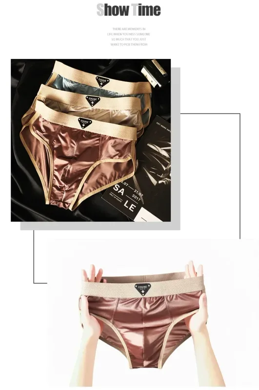 1/3PCS Panlalaking Briefs Ice Silk Satin-like Brief Panlalaking Panlalaki Summer Breathable Quick Drying Panty Sexy U Pouch Underwear — image 18