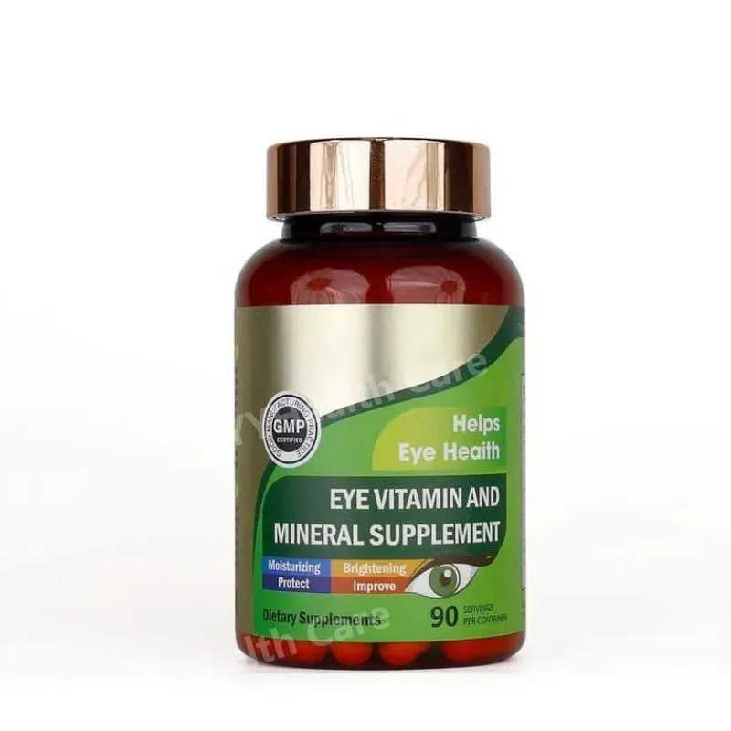 Cápsulas de vitaminas para os olhos de luteína com zeaxantina zinco suplemento nutricional diário para os olhos suporte para a saúde dos olhos para adultos garrafa de 90 contagens