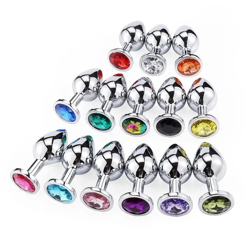 Plugue anal de metal para ânus de cristal, base de joias para jogador iniciante para jogador sênior, 5 tamanhos sm, massagem ponto g, brinquedos sexuais bdsm, 1 peça — image 3