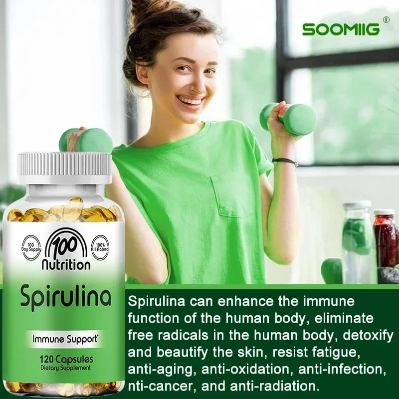 Spirulina Softgels Organic Superfood Algae - Sinusuportahan ang Cardiovascular at Immune System Health Napakahusay na Antioxidant — image 6