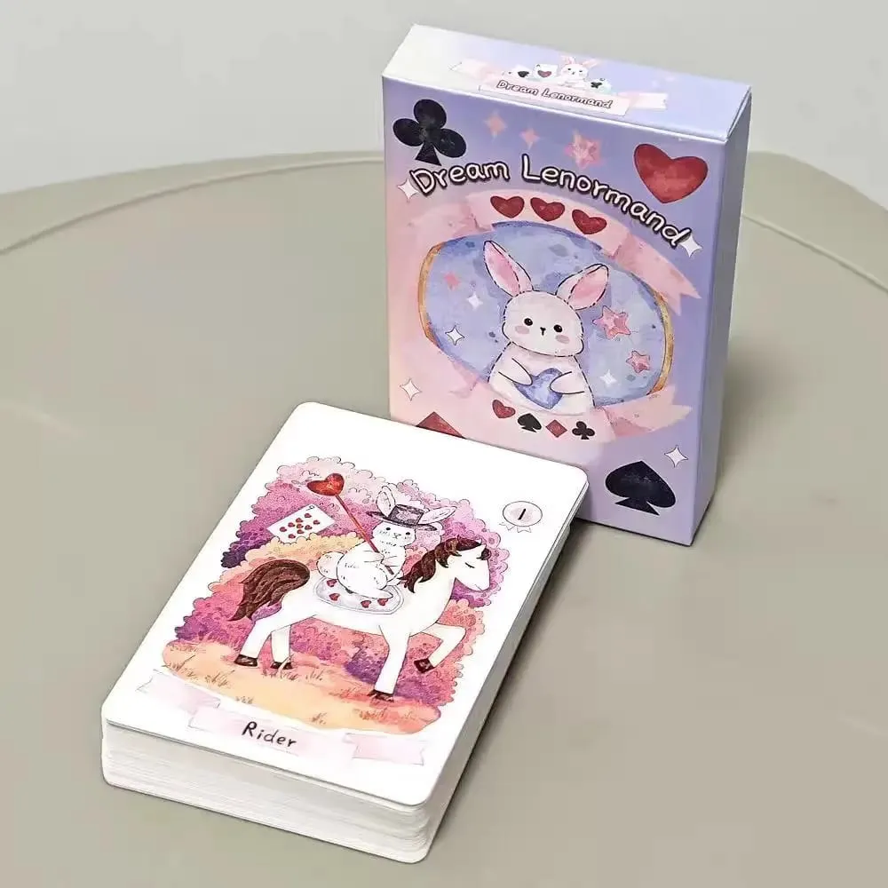 Dream Lenormand Oracle Cards 43 PCS Cute Kawaii Watercolor Animal Tarot Deck Divination Fortune Telling English Board Game