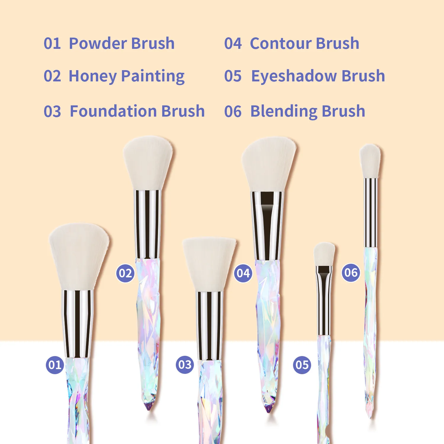 Professional 15Pcs Makeup Brushes Kit Dense Soft Bristle Crystal Handle Face Eye Cosmetic Brushes For Beginner Daily Makeup — image 5