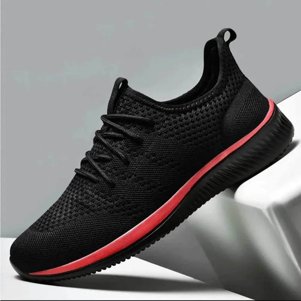 Men Casual Shoes Fashion Breathable Walking Mesh Flat Shoes Sneakers for Men Gym Vulcanized Shoes Black Sneakers — image 1