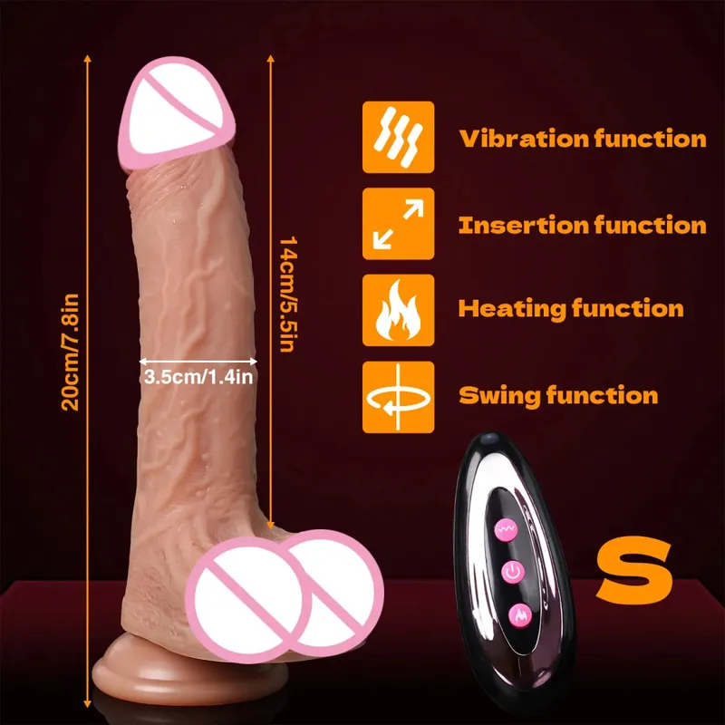 Realistic Dildo Telescopic Penis Vibrator Sex Toys Heating For Women Masturbation Sexy Adult Penetration Anal Thrusting Dildos