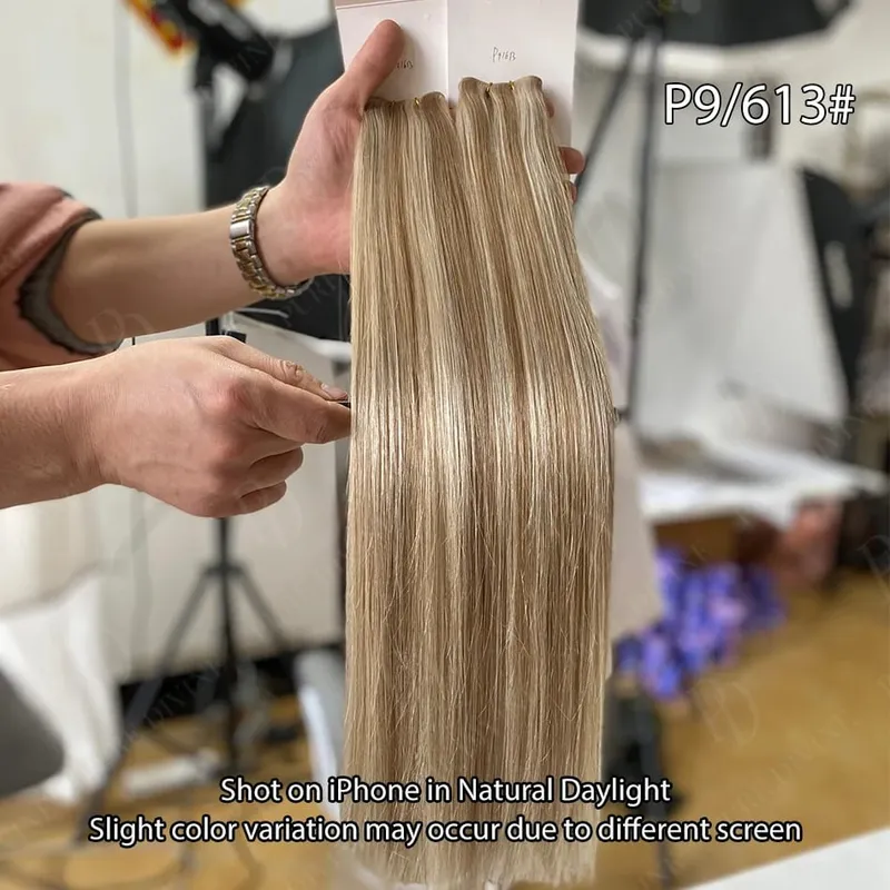 Hot Sale Genius Weft Human Hair Extensions 50g/pc Double Drawn Balayage Blonde Full End Invisible Straight Virgin Remy Hair 15A — image 15