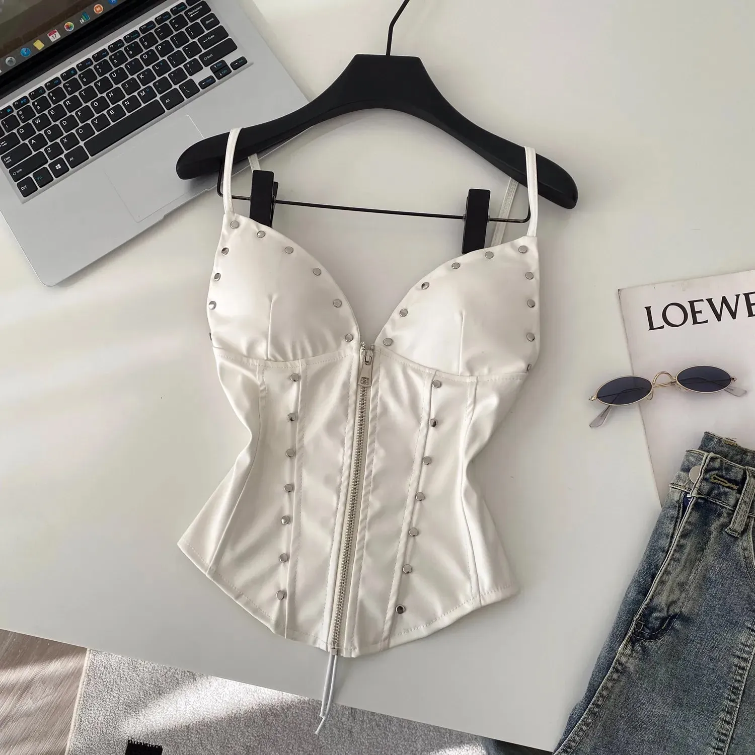 Chic sexy PU basic Camis Fashion Tank Top Women Summer Crop Top Bodysuits Hotsweet Streetwear