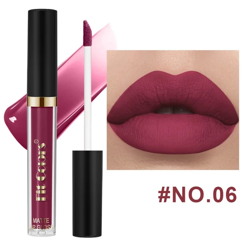 Pasform Farver Langtidsholdbar mat læbestift Non Stick fugtgivende lipgloss Vandtæt makeup læbeglasur Sexede lilla røde læbestifter