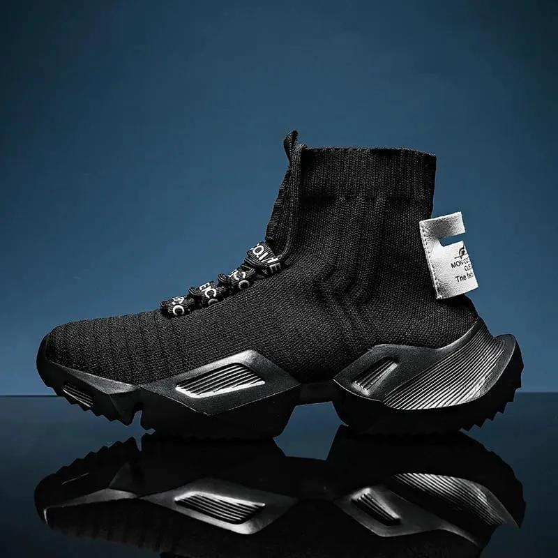 Mode högkvalitativ Mesh Sneakers Herr Fritidssko Lättvikt Bekväm snörning Herr Walking High Top Sneakers — image 3