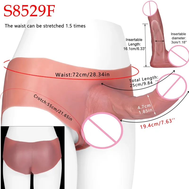 Højtalje realistisk penisærme насадка на член Strap On Hollow Dildotrusser Silikone Dick Extender Sexlegetøj til mænd