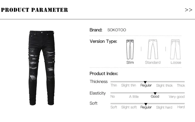 Homens plissados remendo motociclista jeans streetwear magro cônico estiramento denim calças rasgadas retalhos preto — image 7