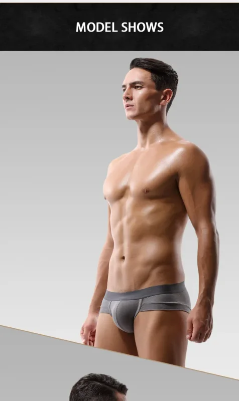 5PCS Men's three-piece briefs with U-shaped pouch, modal fabric, breathable, summer youth low-rise bottom pants — image 17