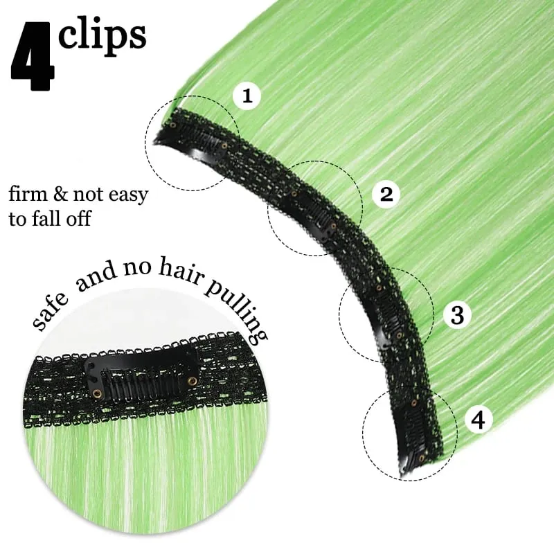 20inch Hair extensions Wig Hair Clips Hair piece Synthetic Straight Hair Extensions with 4clips for Women Halloween Party — image 4