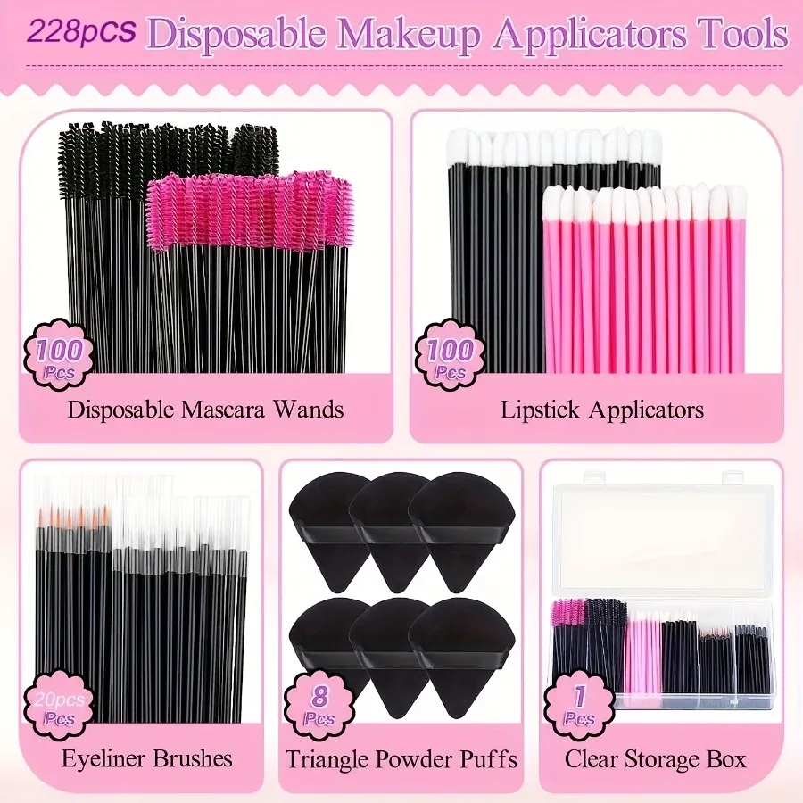 229PCS Makeup Brush Set - 100 Lash & 100 Lip Brushes with Storage Case All-in-One Kit for Beginners/Pros (Salon & Home Use) — image 2