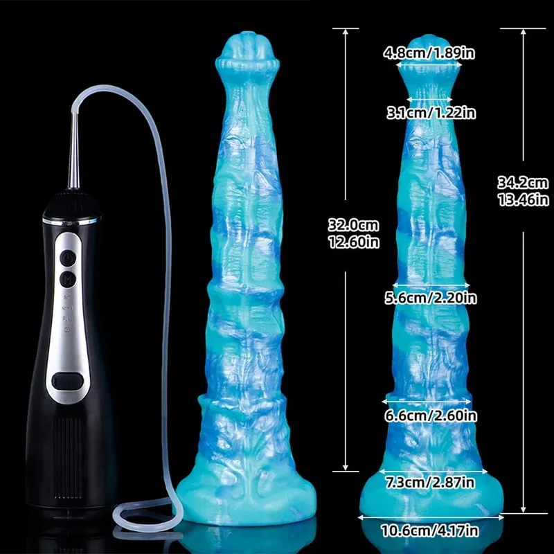Silicone Electric Squirting Fantasy Dildos με βεντούζα Μασάζ προστάτη εκσπερμάτωσης πέους σεξουαλικά παιχνίδια για γυναίκες άνδρες — image 16