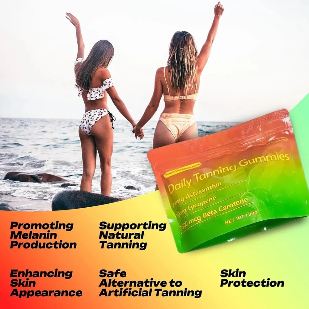Tanning Gummies - Natural Tanning Supplement with Astaxanthin Lycopene & Beta Carotene - Boost Melanin for Radiant Skin & Glow — image 5
