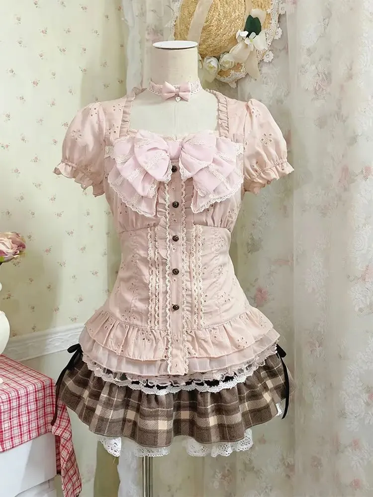 Vestidos doces conjunto de 3 peças y2k 90s crop top kawaii sexy harajuku japonês estilingue + top + mini saia de renda slim verão moda vestido chique — image 2