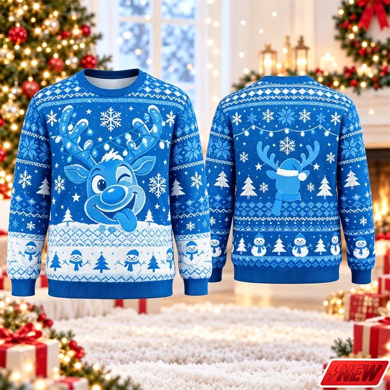 Cute Reindeer Graphic Ugly Christmas Sweater Men Women 3d Printed Christmas Tree Sweatshirt 2027 New Year Party Crew Neck Hoodie — image 11