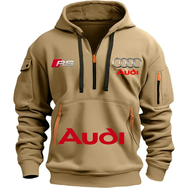 Roupas esportivas Audi adequadas para homens, ternos de ciclismo estilo esportivo ao ar livre, moletons com capuz e abas com estampa de rua