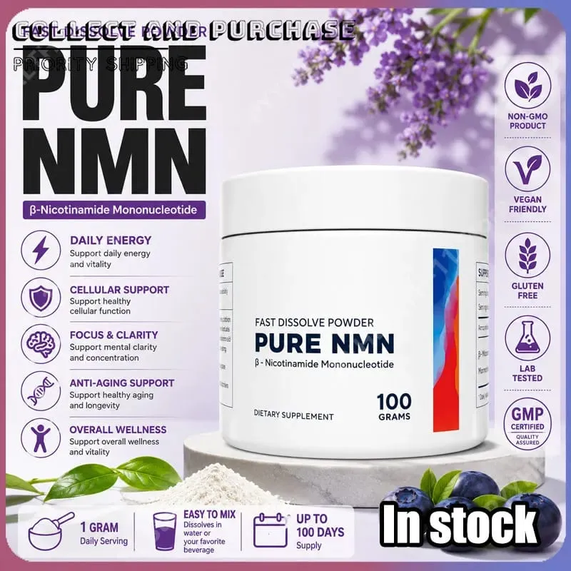 NMN (Nicotinamide Mononucleotide) Powder 100g 500mg Per High Purity Serving Fast Dissolve Vegan Daily Energy & Wellness — image 1