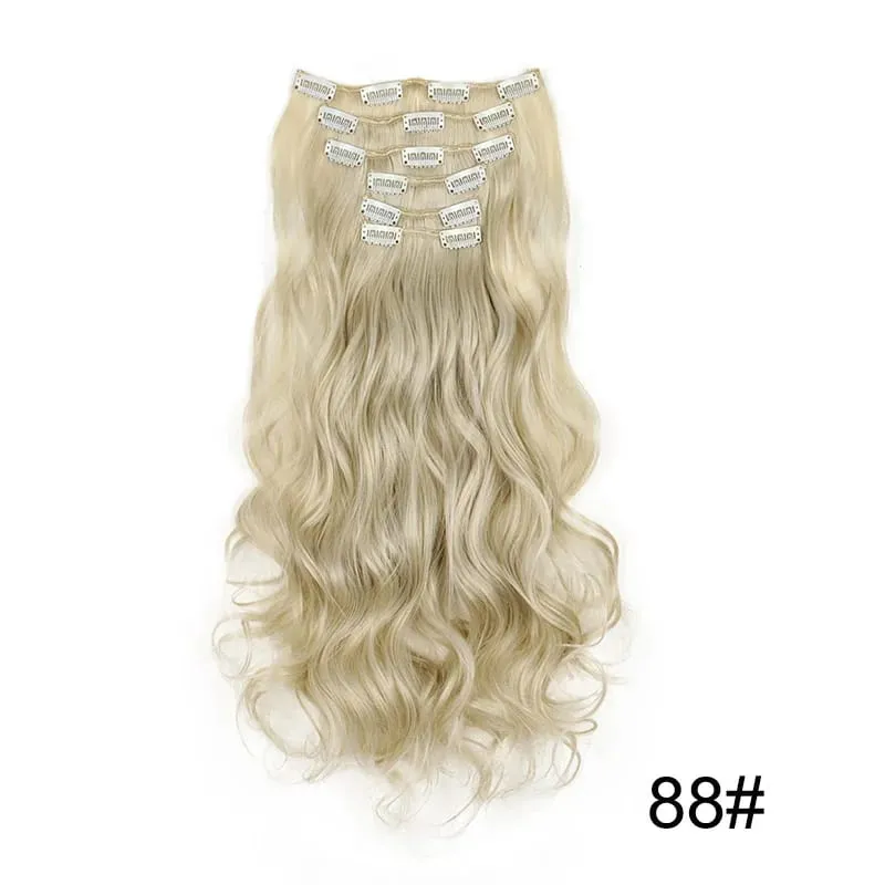 22Inch Synthetic 6pcs/set Long Curly Hair Extension Thick Soft Hairpiece for Short Hairline Coverage for Women Daily Use — image 24