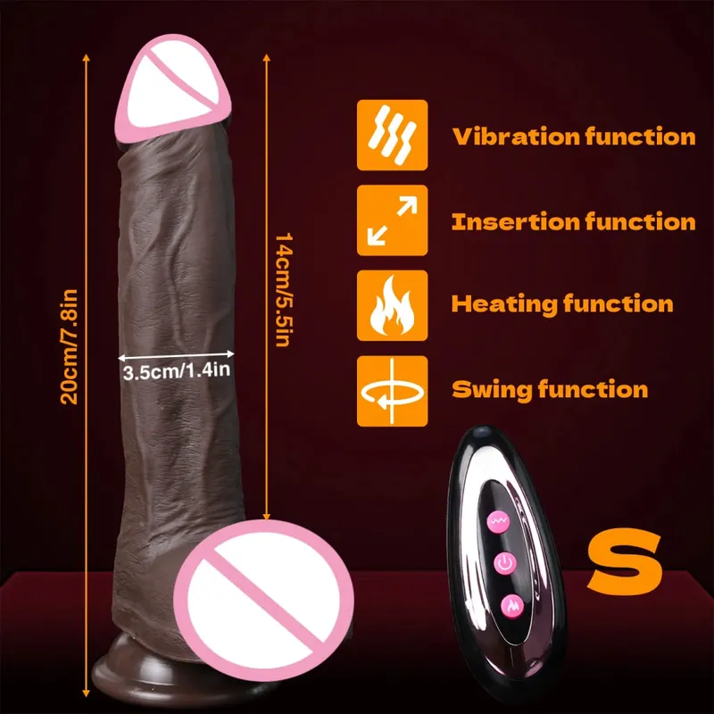 Realistic Dildo Telescopic Penis Vibrator Sex Toys Heating For Women Masturbation Sexy Adult Penetration Anal Thrusting Dildos