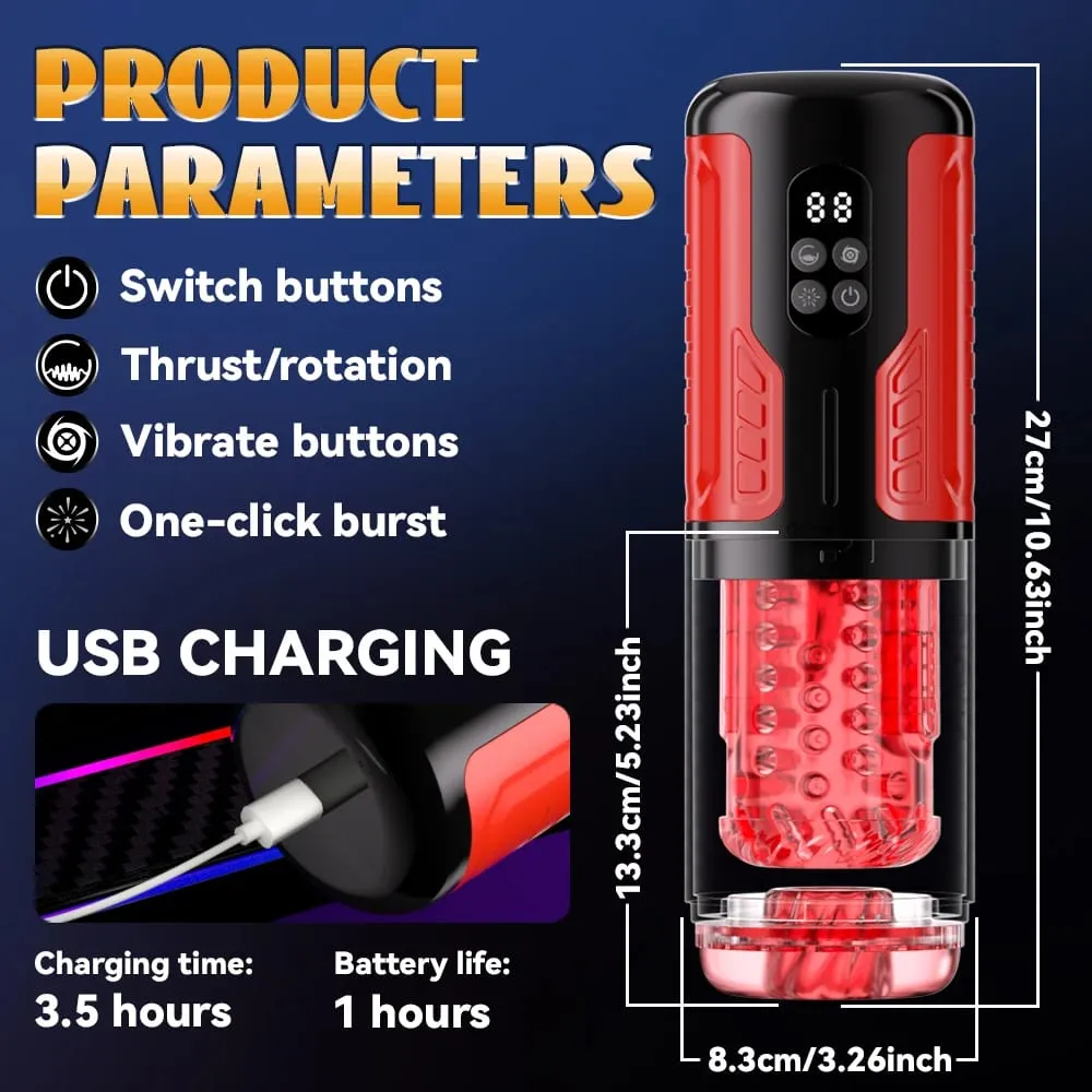 Masturbador masculino automático rotação telescópica homem masturbação copo lcd simulação digital boquete masturbador brinquedo sexual para homem — image 4