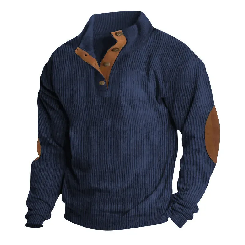 Men's Cargo Sweatshirt American Splicing Patch Pullover Men's Outdoor Jacket Corduroy Casual Long Sleeve Sweatshirt — image 4