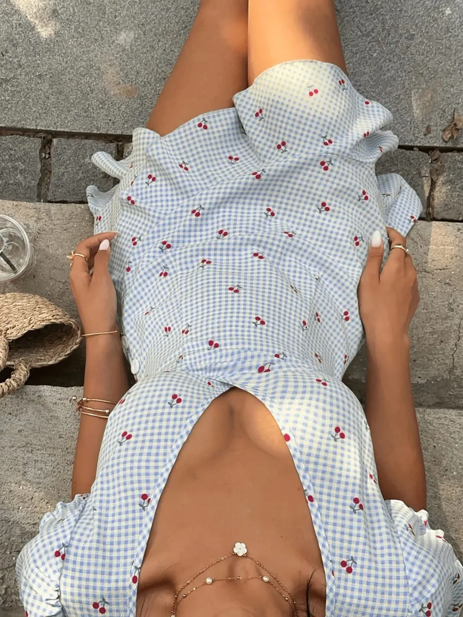 Dresses for Women New Summer Sleeveless V-Neck Women Dress Elegant Slim Print Mini Dress Women Vestidos De Verano Mujer — image 4