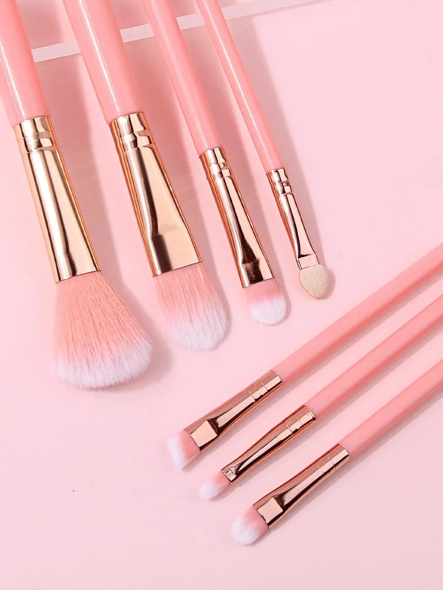 Makeup Brush Kit Soft 10pcs Synthetic Hair Make Up Brushes Foundation Blush Eyeshadow Cosmetic Tools with Powder Puff & Sponge — image 5