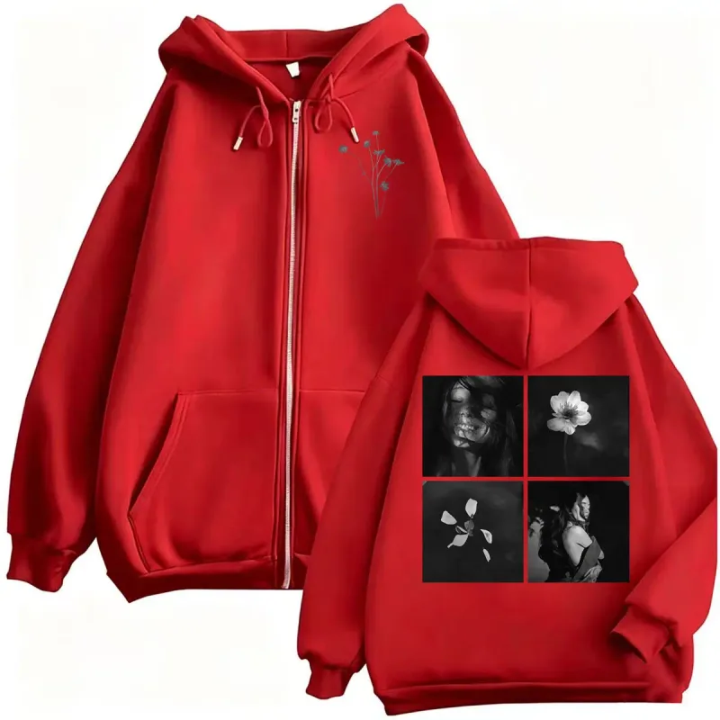 Ariana Grande Petal Album Merch Photo with Floral Sweatshirt Jacket Coat Men Women Fashion Aesthetic High Quality Zip Up Hoodies — image 6