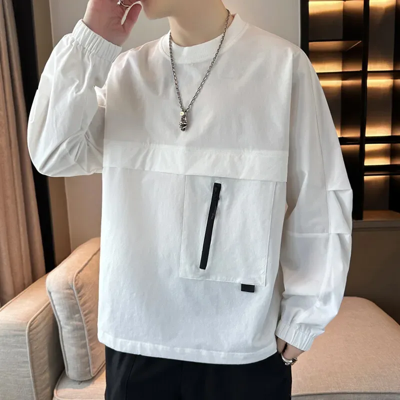Ležérní Pánské lehké a prodyšné pulovry Jaro Léto Nylonové natahovací mikiny Streetwear Jednobarevné mikiny Oblečení — image 2