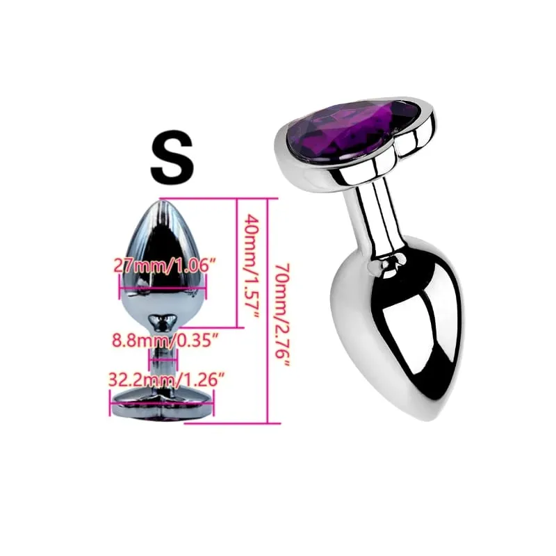 Heart Shaped Metal Anal Plug Butt Plug 6 Colors S/M/L Sizes Unisex Adult Sex Toys for Men Women Anal Massager Pleasure Toy — image 8
