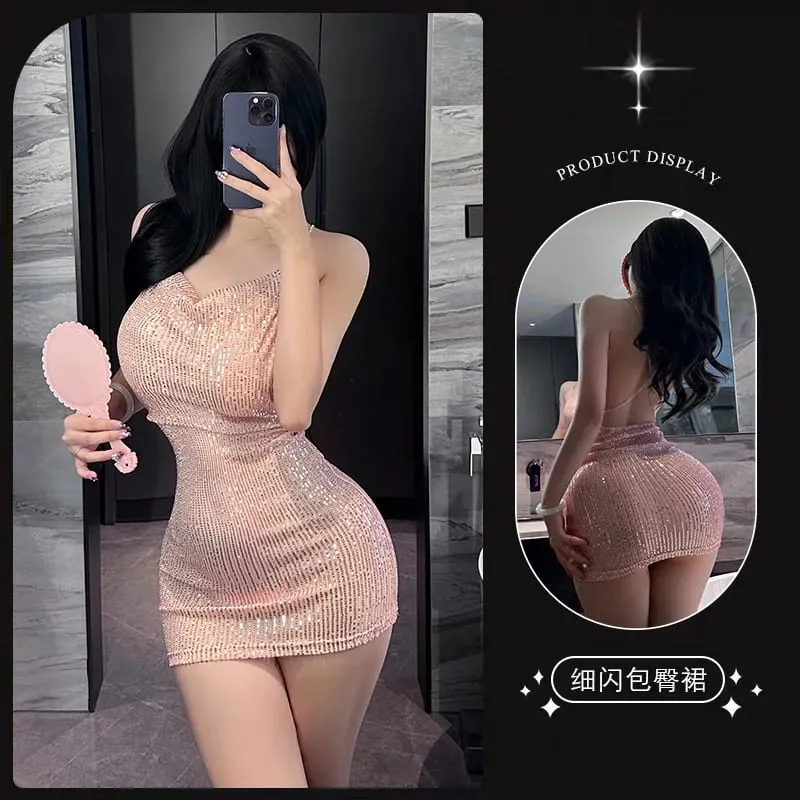 Klänning Tight hängslen höftkramar kort kjol paljetter damkläder Festklänningar kvinna sexig tjej latex damkläder xxx — image 6