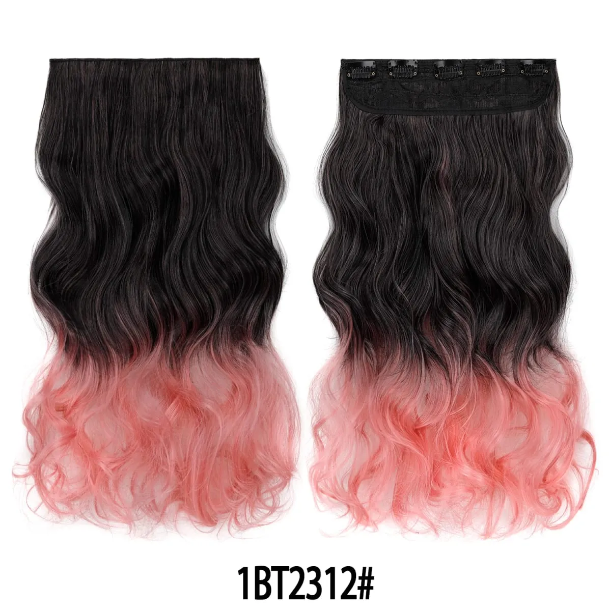 Jeedou uma peça 5 clipes ondulado ombre clipe em extensões de cabelo longo onda de água cabelo encaracolado sintético pedaço arco-íris colorido cabelo — image 15