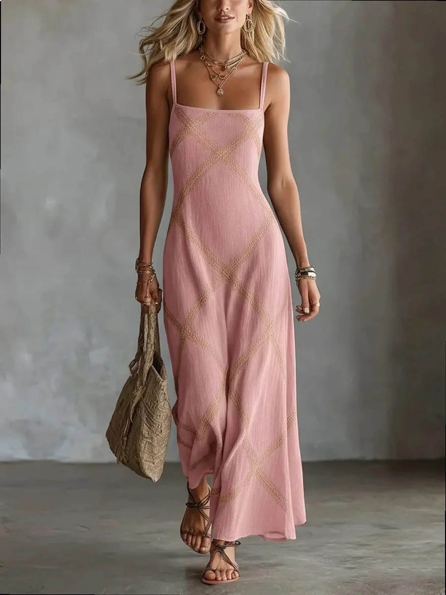 Printed Striped Solid Color Sleeveless Dress Casual Summer Dresses Spring Outfit — image 6