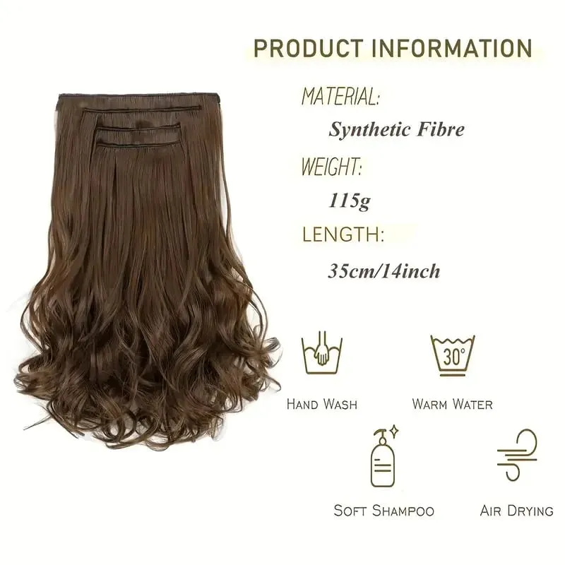 Synthetic 14Inch Short Wavy Curly Hair Extension 4pcs/set Clip -in Invisible Soft Hairpiece for Women Party Daily Use — image 4