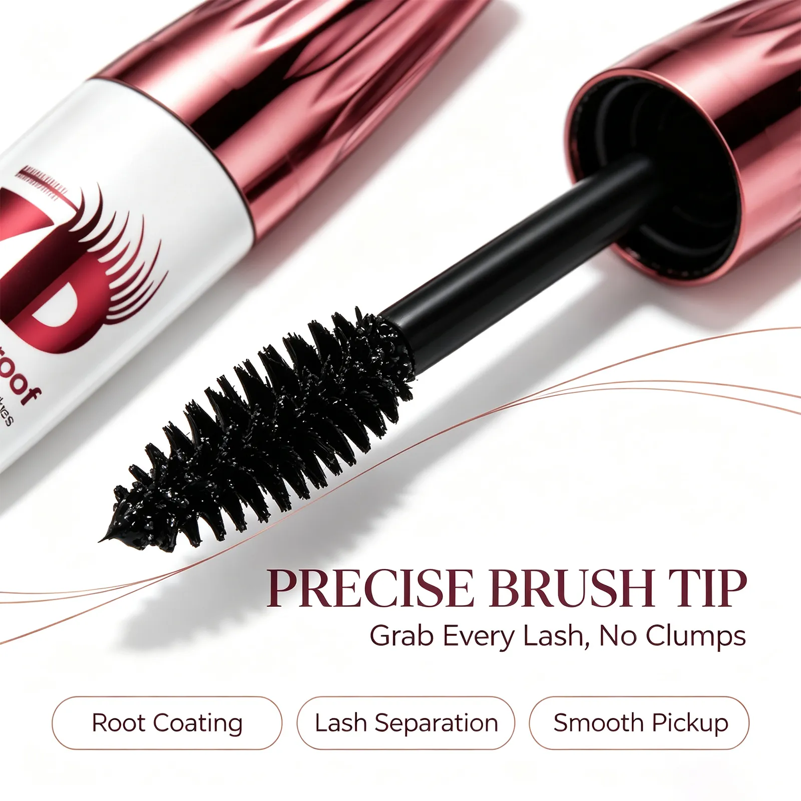 7D Volumizing Mascara Waterproof Natural Soft Smooth Lightweight Long Lasting Smudge-Proof Eye Makeup Black