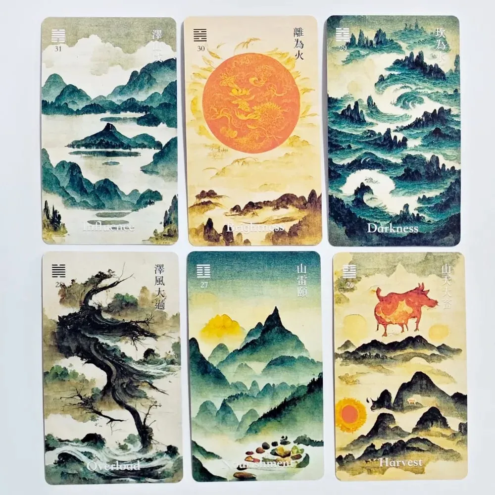 64Cards I-Ching Oracle Deck Traditional Ink Art Style Chinese Divination Tool for Spiritual Guidance and Meditation 10.3*6cm — image 4
