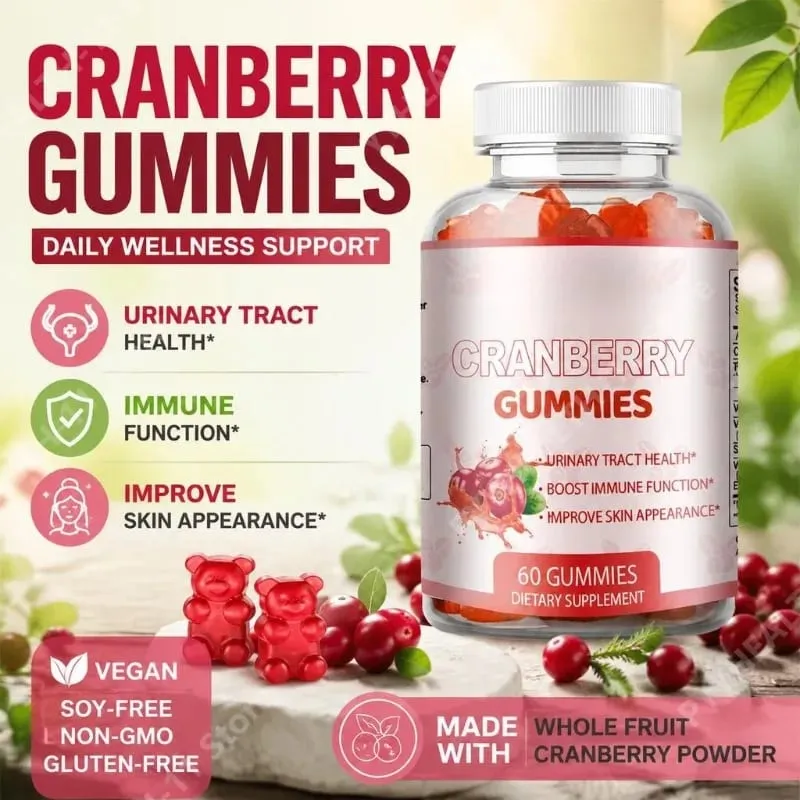 Cranberry Gummies for Urinary Tract Health Support with Vitamin C 40 Mg and Vitamin E 2.7 Mg 60 Gummies — image 2