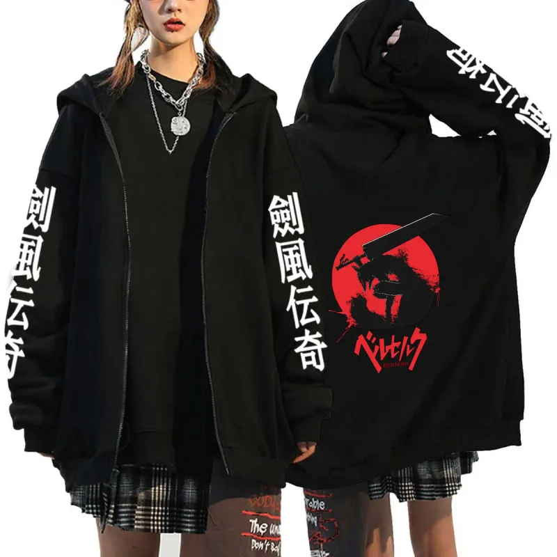 Berserk Zipper Hoodies Lalaki Babae Long Sleeve Sweatshirt Fleece Oversized Jackets Coats Nakakatuwang Berserk Japanese Anime Streetwear — image 36