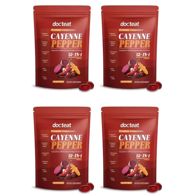 Docteat Cayenne Pepper 12-in-1 Softgels Immune Health and Bone Support with Berberine and Black Pepper Extract 180 Softgels — image 10