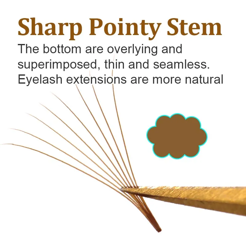 Dark Brown Premade Fans Volume Lash Extensions 3D-10D Soft Coffee Brown Russian Volume Lashes Sharp Stem Pointy Base for Eyelash — image 4