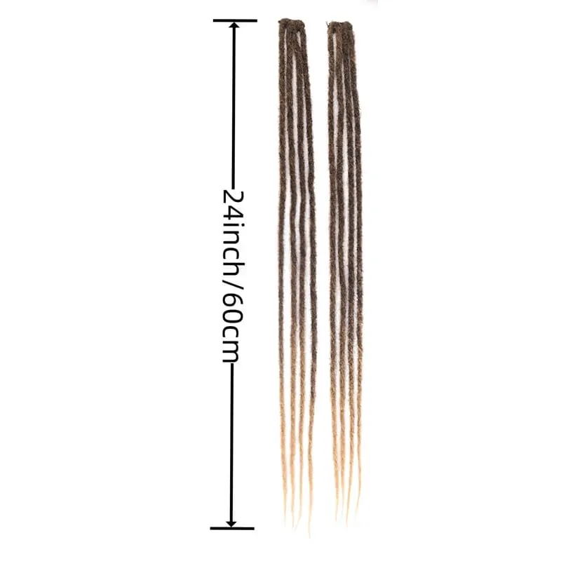 2pcs Gradient Brown Blonde Thin Dreadlock Extensions Synthetic Handmade Single Locs Braids for Men Hip Hop Street Styling